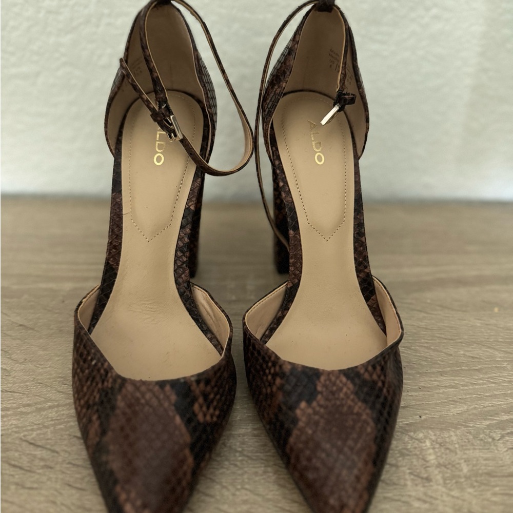ALDO Elegant Brown Snakeskin Heels